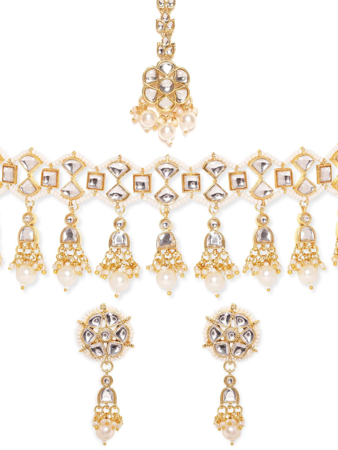 Rubans Majestic Opulence 22K Gold Plated Kundan and pearl beaded Choker jewelry Set Jewellery Sets