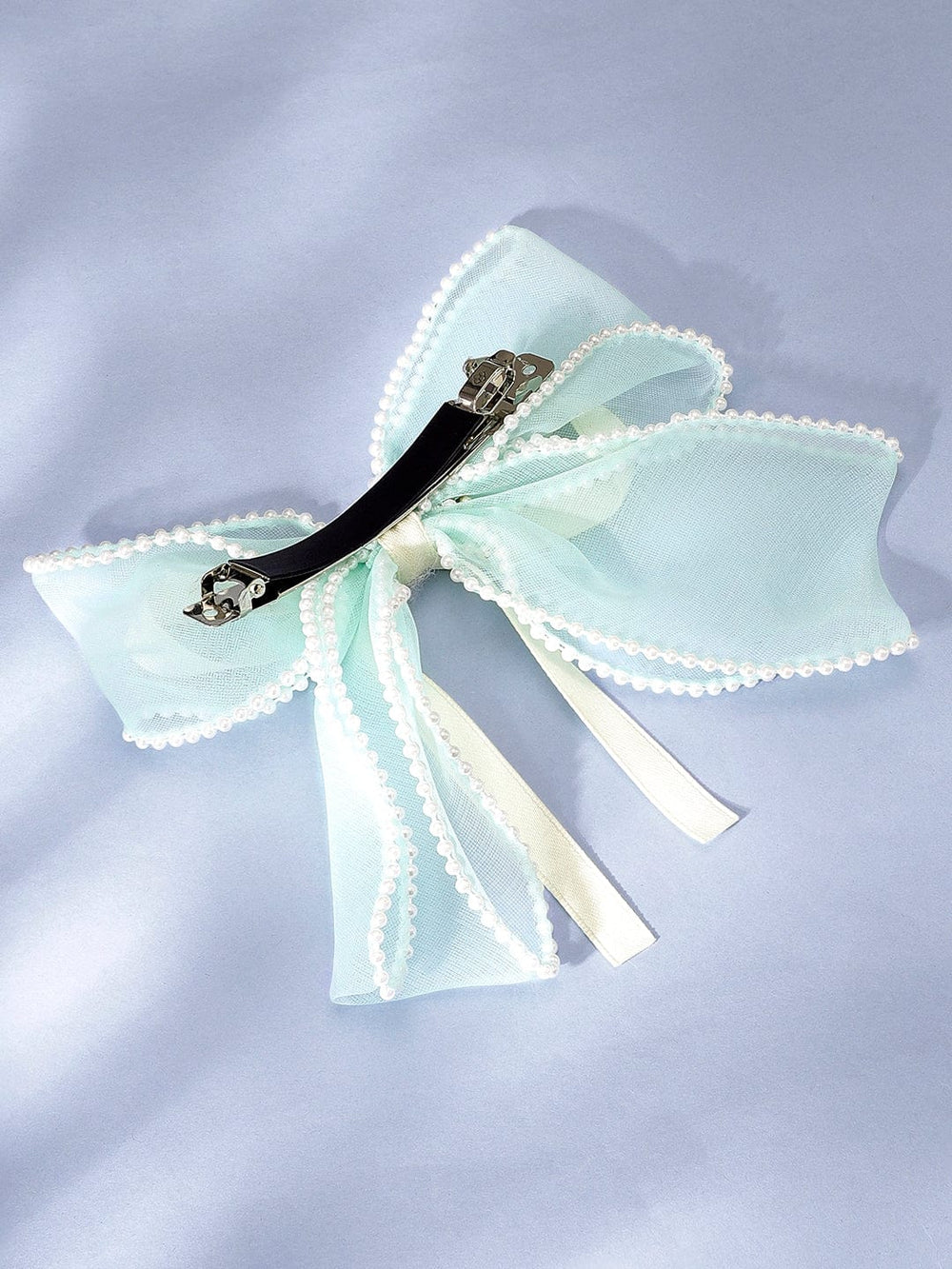 Rubans Mint organza bow with pearl detailed stunning hair clip Hair Accessories