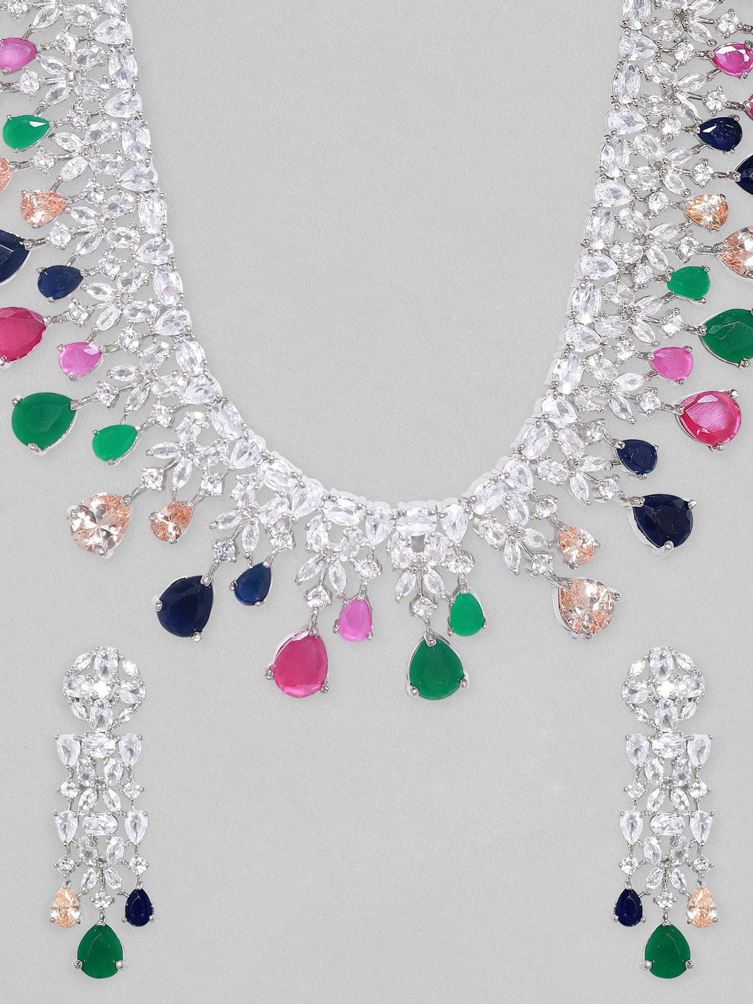 Rubans Multi color Zircon Studded Jewellery Set Necklace Set