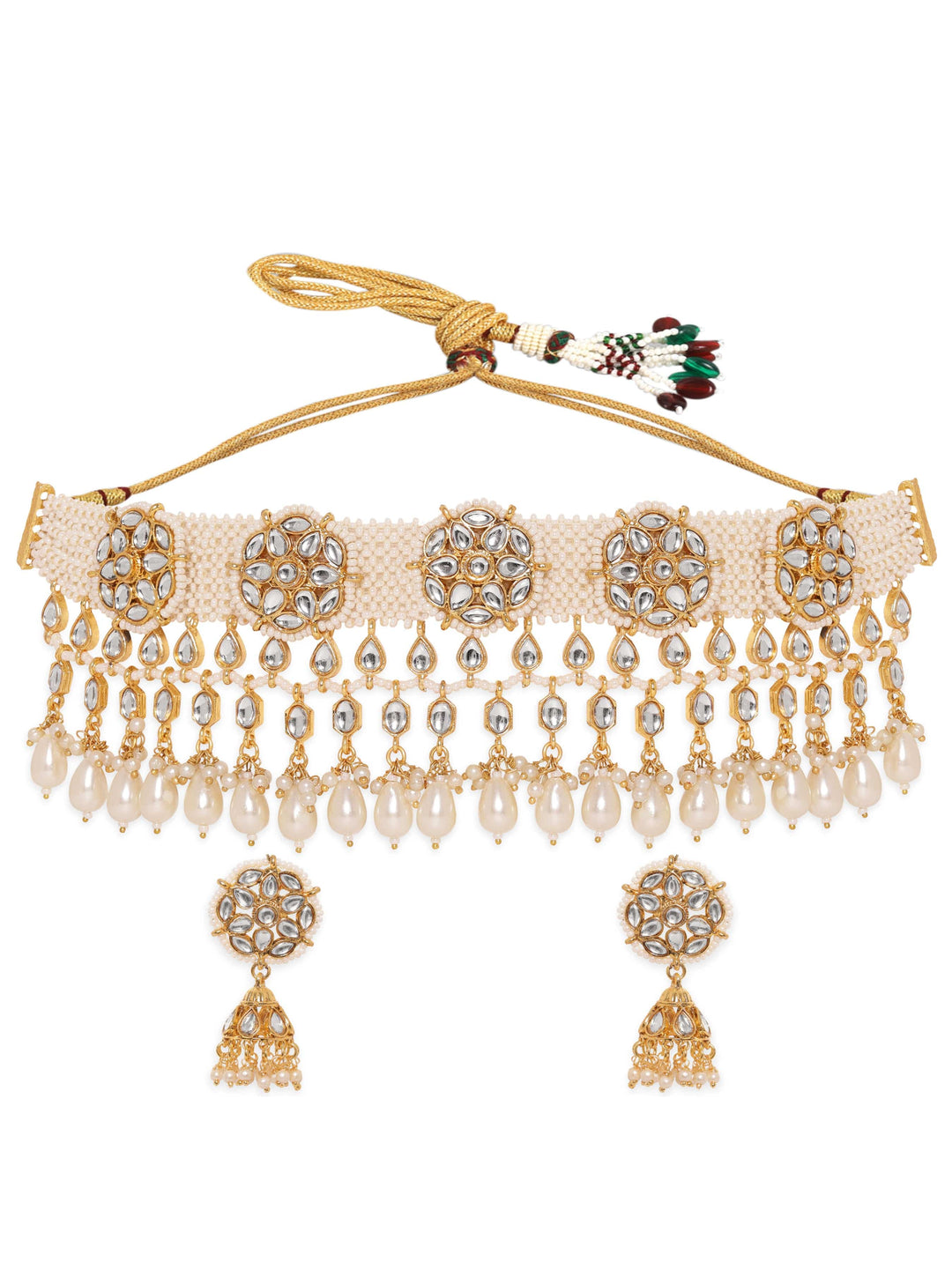 Rubans Opulent Reverie 22K Gold Plated Kundan and Pearl beaded Choker jewelry Set Jewellery Sets