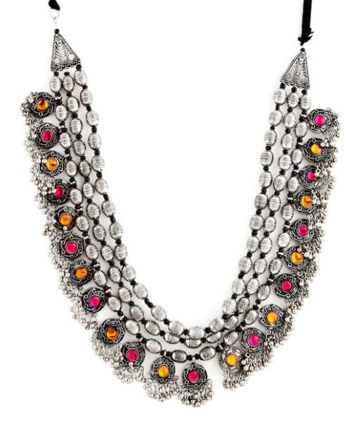 Rubans Oxidised Boho Colorstone Statement Necklace Chain & Necklaces