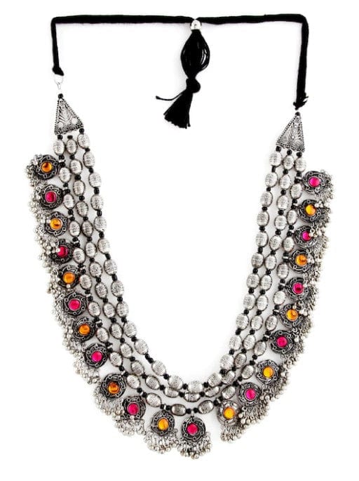 Rubans Oxidised Boho Colorstone Statement Necklace Chain & Necklaces
