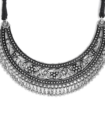 Rubans Oxidised Silver Plated Handcrafted Filligree Necklace Chain &amp; Necklaces