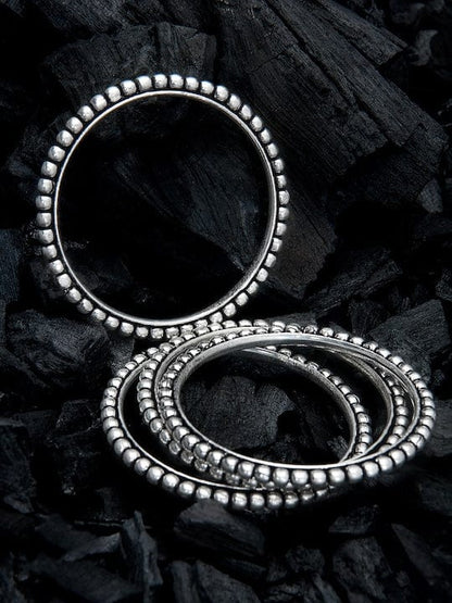 Rubans Oxidised Silver-Toned Set of 4 Handcrafted Bangles Bangles &amp; Bracelets