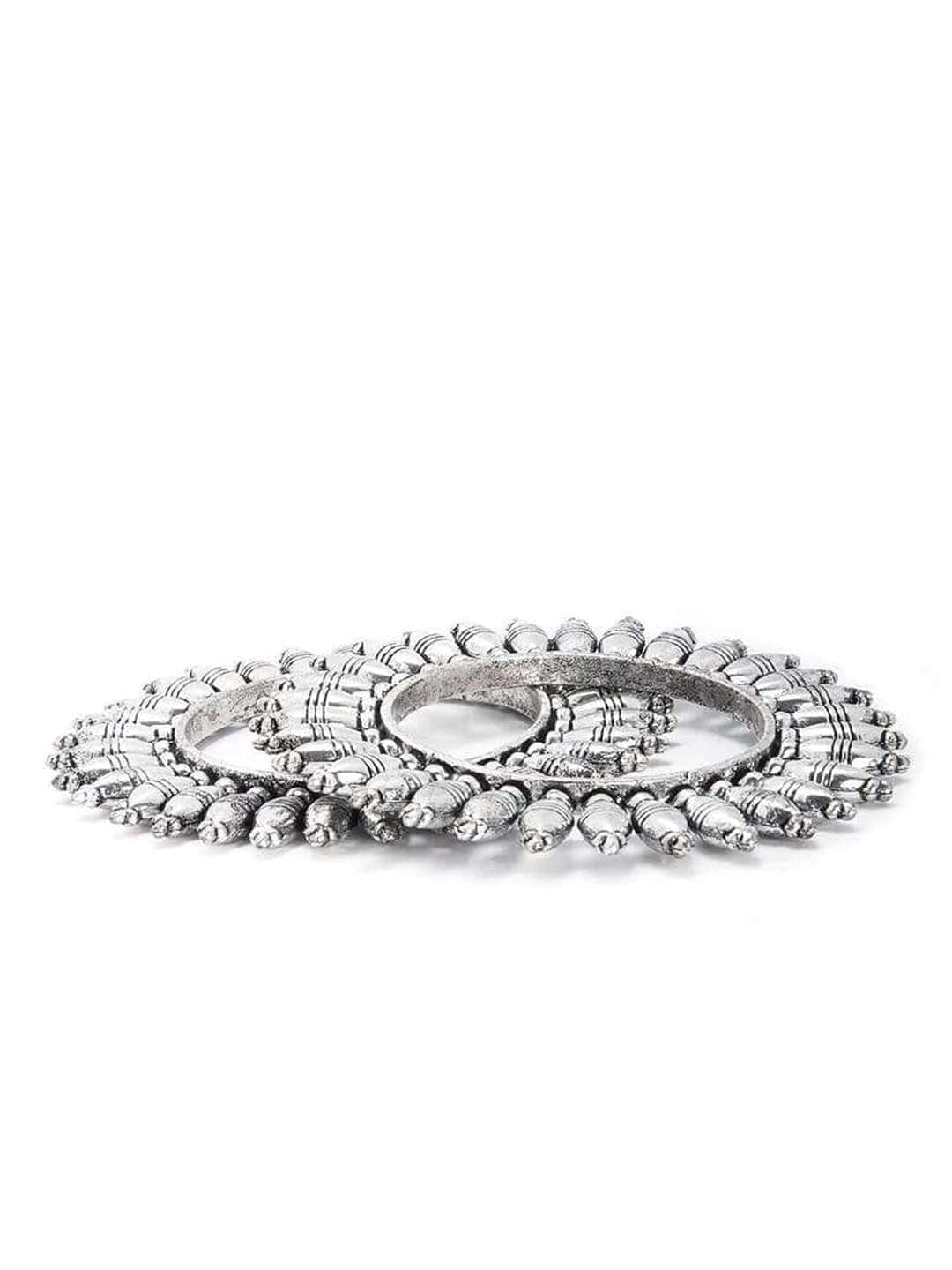 Rubans oxidised silver toned traditional handcrafted set of 2 bangles Bangles &amp; Bracelets