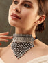 Rubans Oxidized Silver Plated Chain Pattern woven Statement Choker necklace Necklace