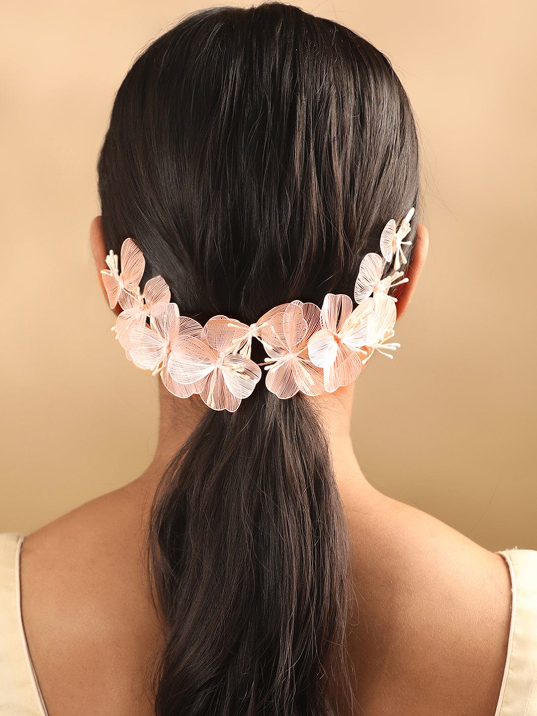 Rubans Pink Delicate Flower With Pollens Hair Vine Accessories 