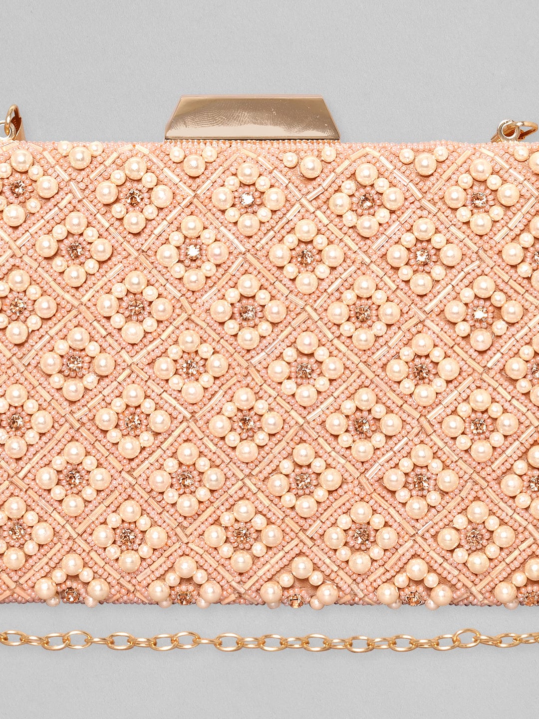 Rubans Pink Embellished Shopper Handheld Bag Clutches