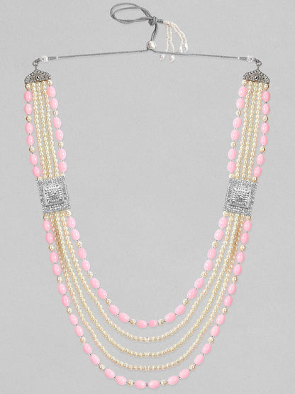 Rubans Pink &amp; Gold Beaded Layered Mens Necklace. Chain &amp; Necklaces