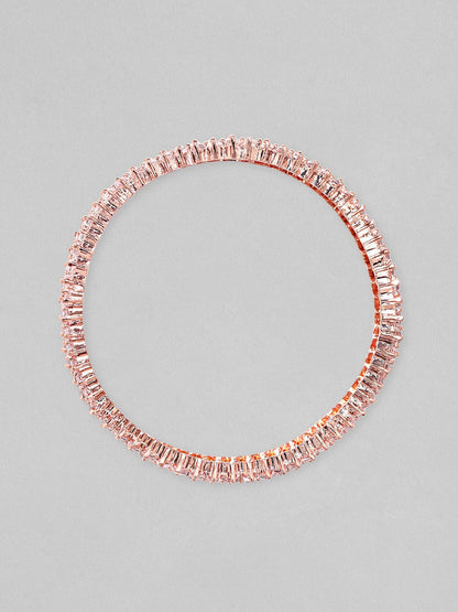 Rubans Pink Set of 2 Rose Gold Plated Zirconia Stone Studded Bangles Bangles &amp; Bracelets