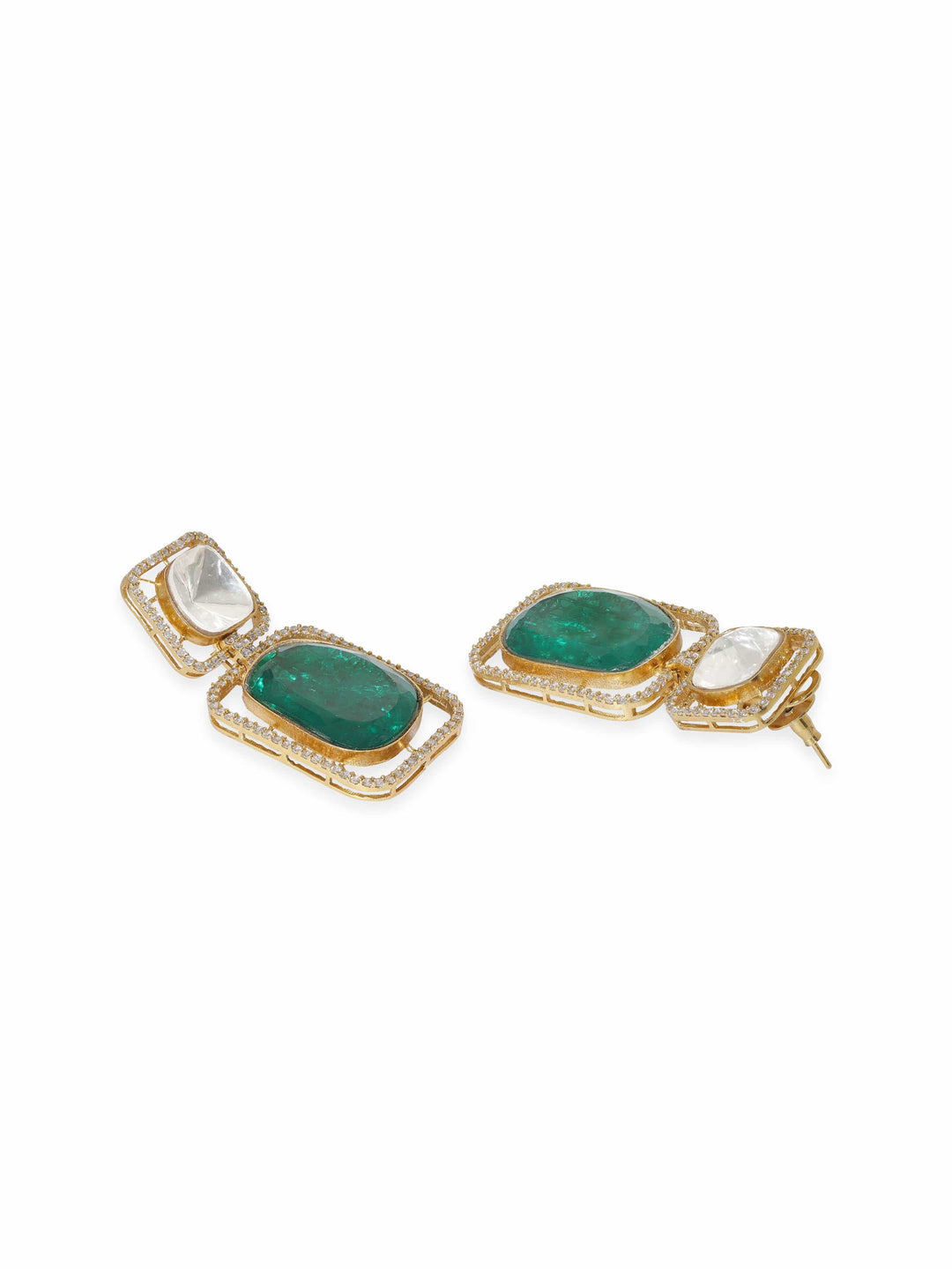 Rubans Radiant Green Stone Reverse Ad Wedding Necklace Set" Jewellery Sets
