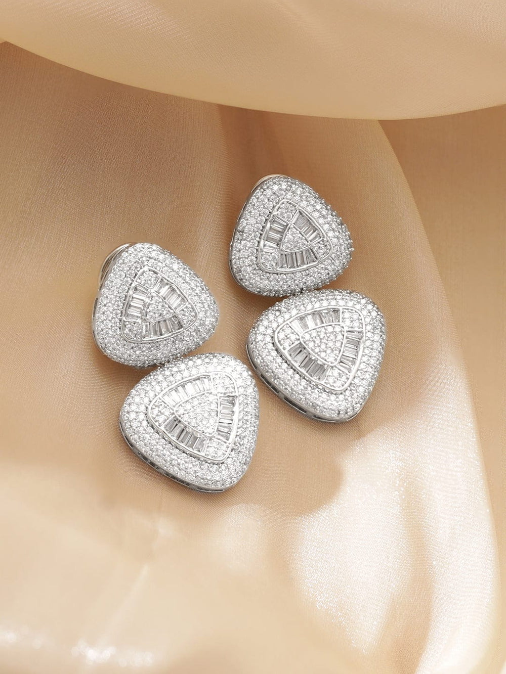 Rhodium Plated Studded Earrings