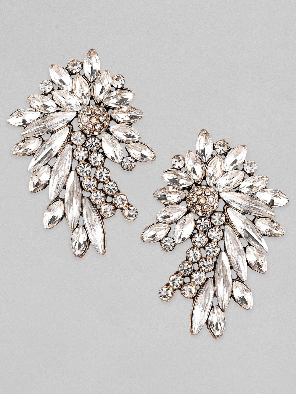 Rubans Rhodium plated crystal studded contemprory earrings Earrings