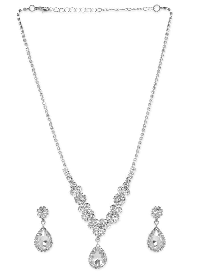 Rubans Rhodium-plated Crystal-studded Jewellery Set Jewellery Sets