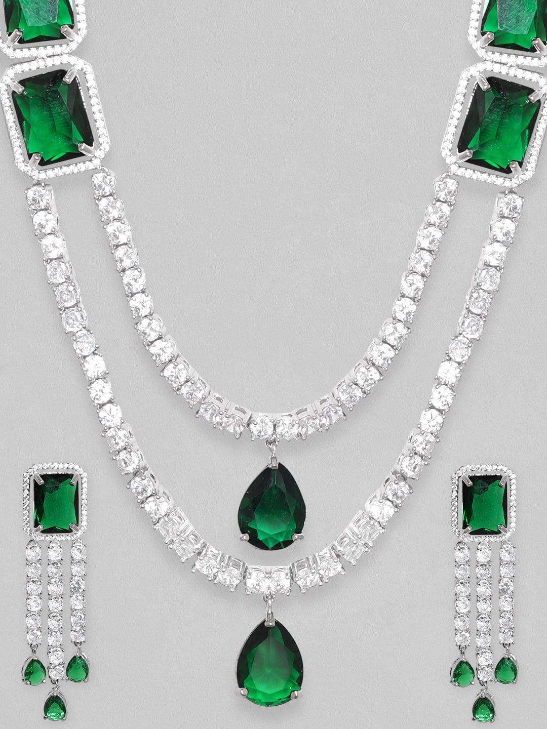 Copper Solitaires Cubic Zirconia Emerald Green Gold Link Chain Layer N –  ZIVOM