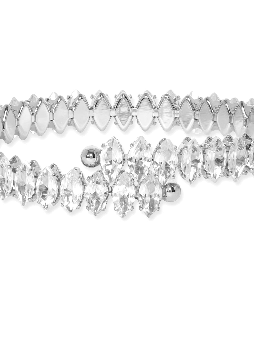 Rubans Rhodium plated Korean Crystal studded Adjustable bracelet Bangles & Bracelets
