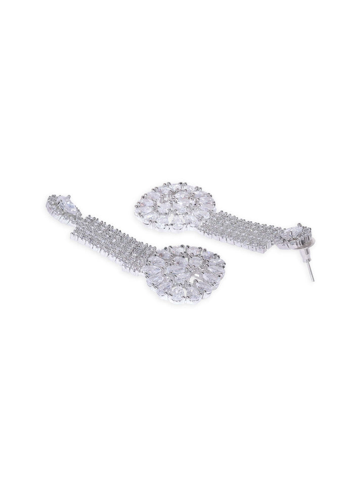 Rubans Rhodium plated pave zirconia studded statement  choker necklace Jewellery Sets