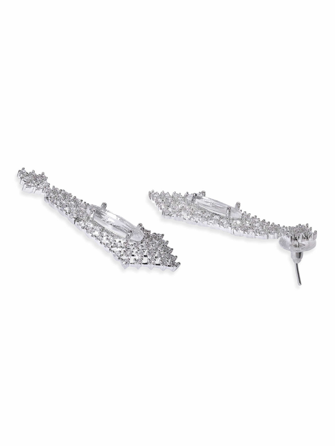 Rubans Rhodium Plated Pave Zirconia Studded Statement Choker Necklace Set Jewellery Sets