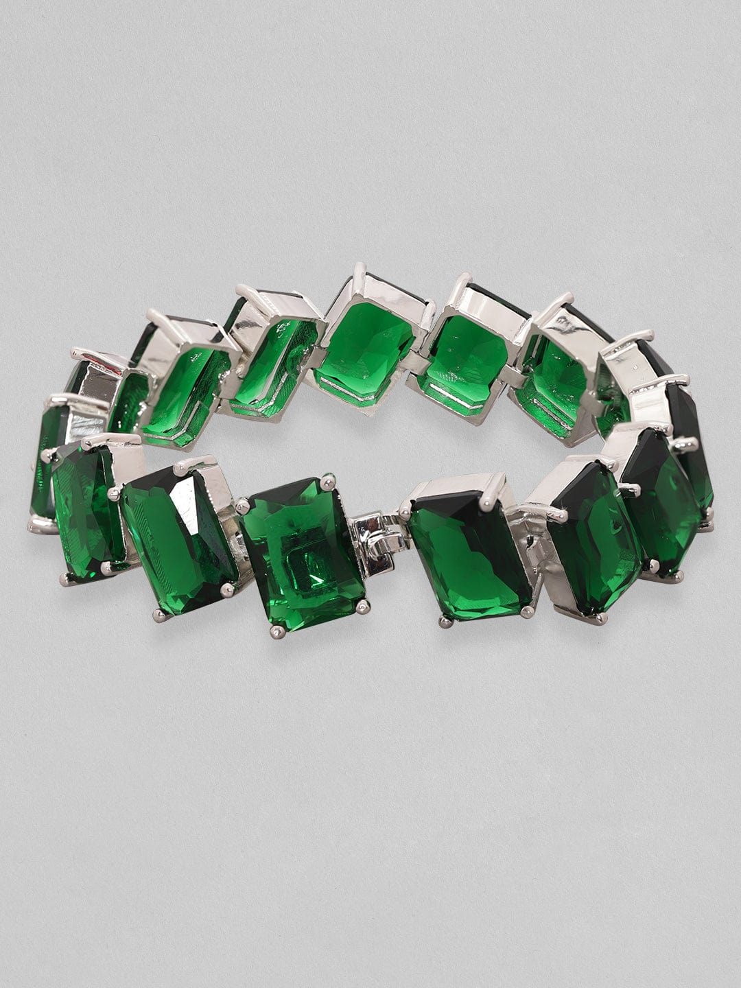 Rubans Rhodium Plated Premium Emerald Zircons Bracelet Bracelets