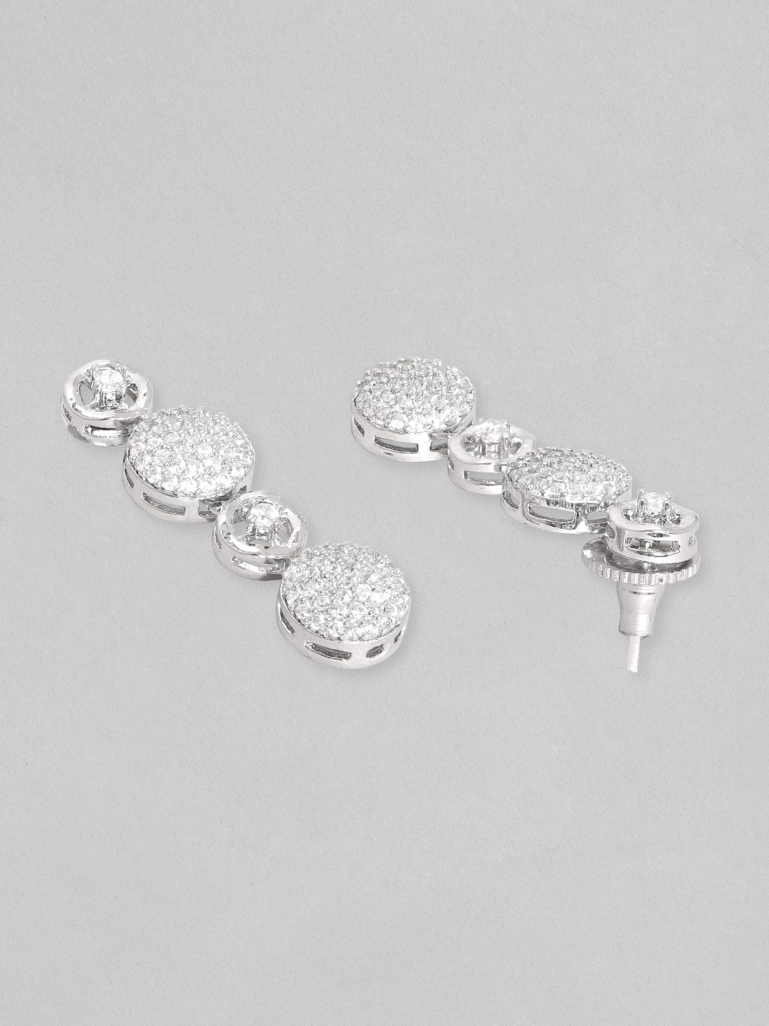 Rubans Rhodium-plated Premium white Zircons studded Pave Patterned Statement Jewellery set Necklace Set