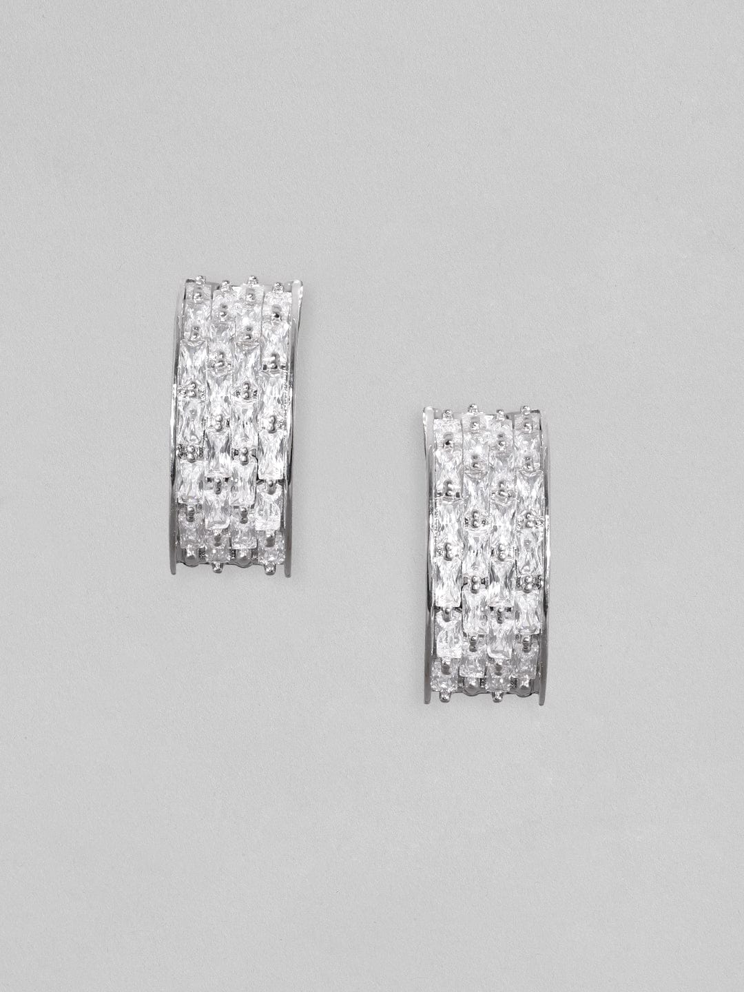 Rubans Rhodium Plated Zirconia Stud Earrings Earrings