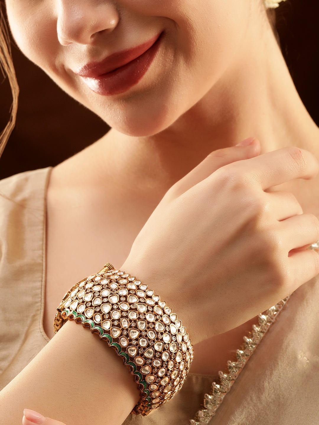 Rubans Rhodium plated Zirconia studded Minimal Bracelet Bangles & Bracelets