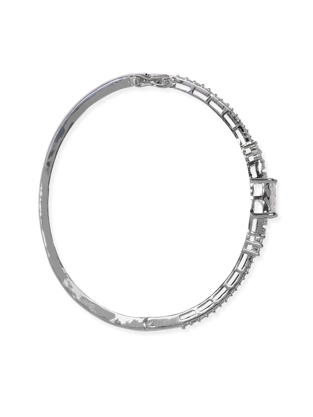 Rubans Rhodium plated zirconia studded Sleek Band Bracelet Bangles & Bracelets