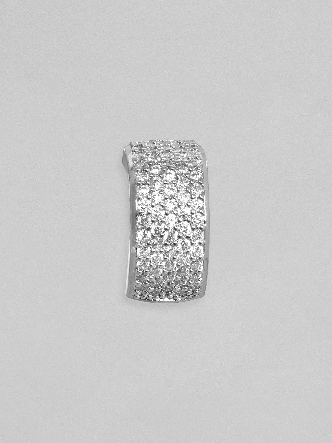 Rubans Rhodium Silver-Plated Circular Hoop Earrings Earrings