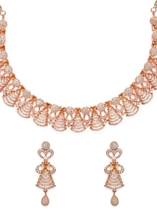 Rubans Rose Gold Plated Appealing CZ Studded Contemporary Necklace Set Necklace Set