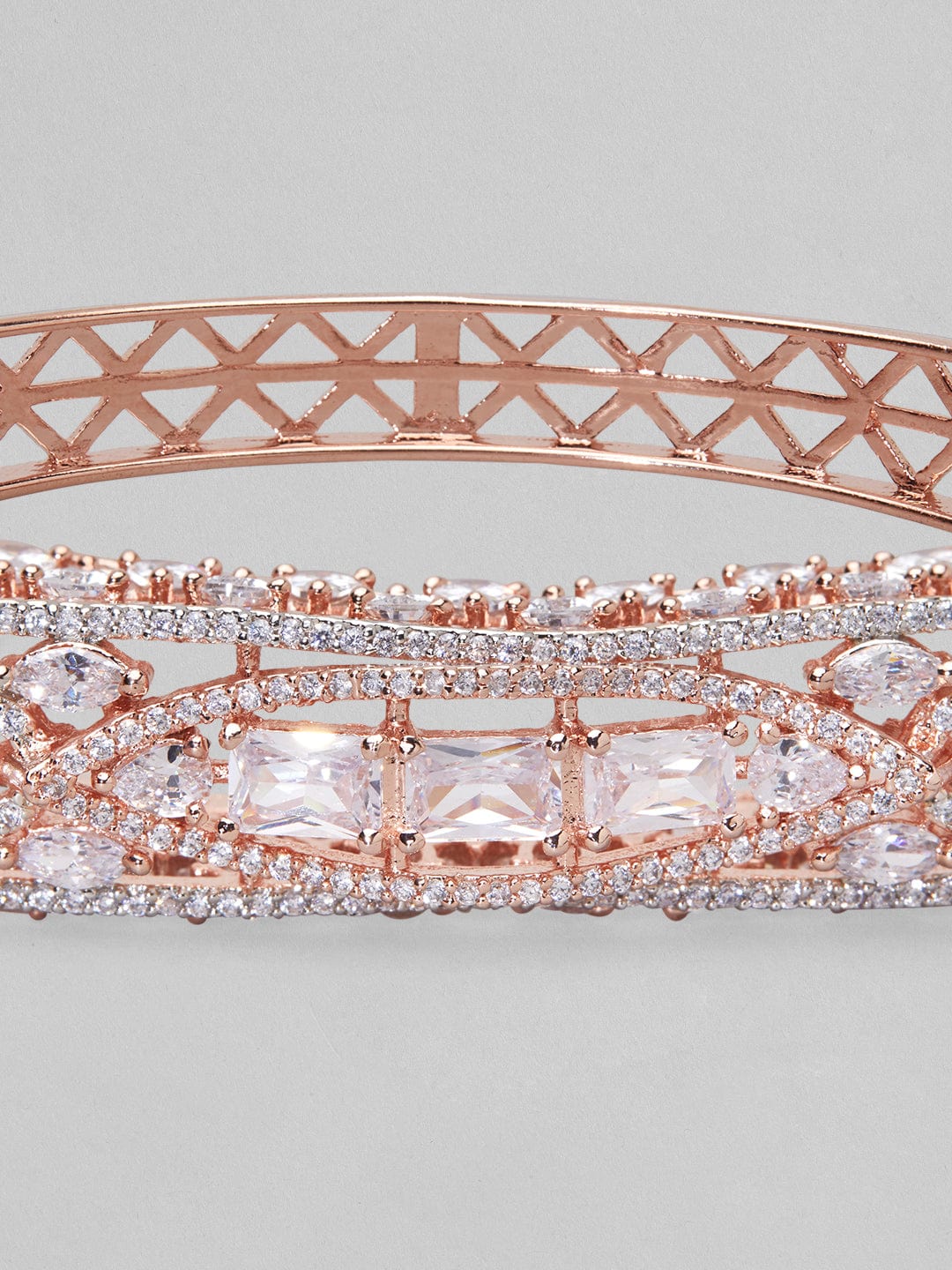 Rubans Rose Gold Plated Bracelet design With Studded American Diamonds Bangles &amp; Bracelets