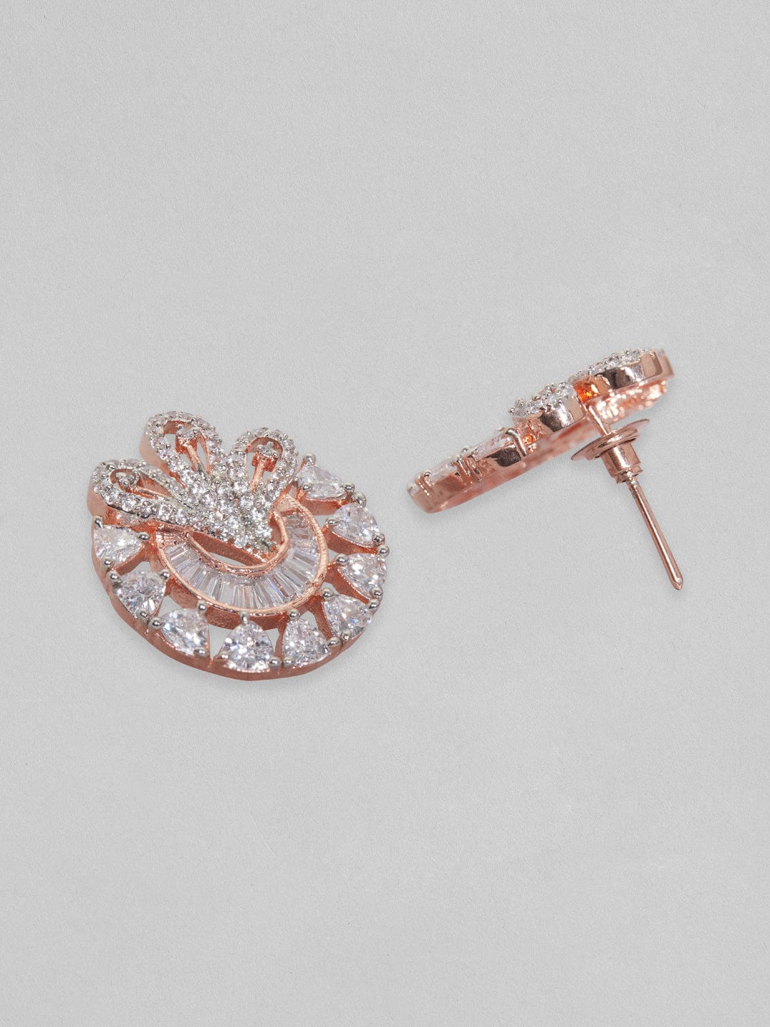 Rubans Rose Gold Plated Drop Earrings With American Diamonds Earrings
