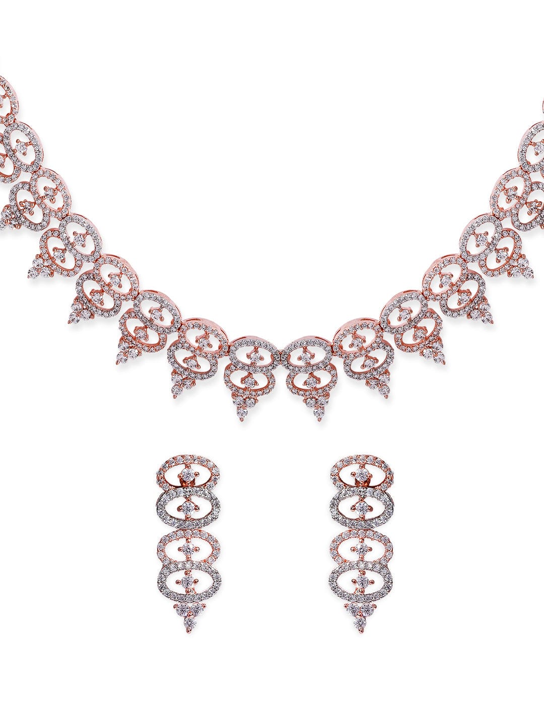 Rubans Rose Gold Plated Necklace Set With American Diamonds. Necklace Set
