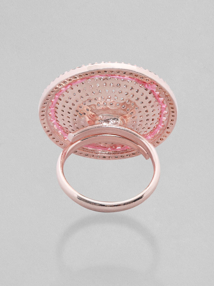 Rubans Rose-Gold Plated Zircone-Studded Pearl Ring Rings