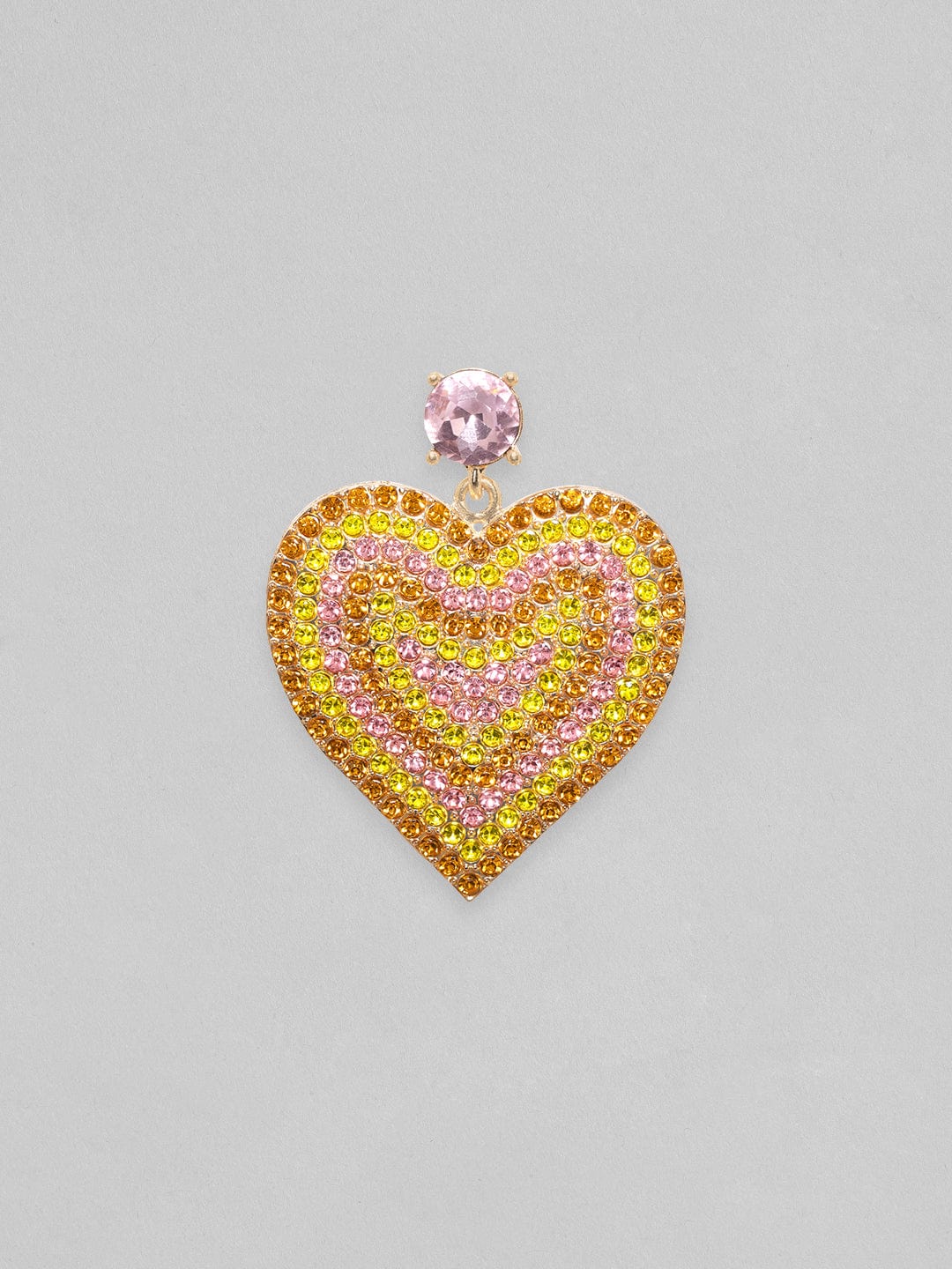 Rubans Rose Gold Toned Pink Gradient Heart Shaped Dangle Earrings Earrings
