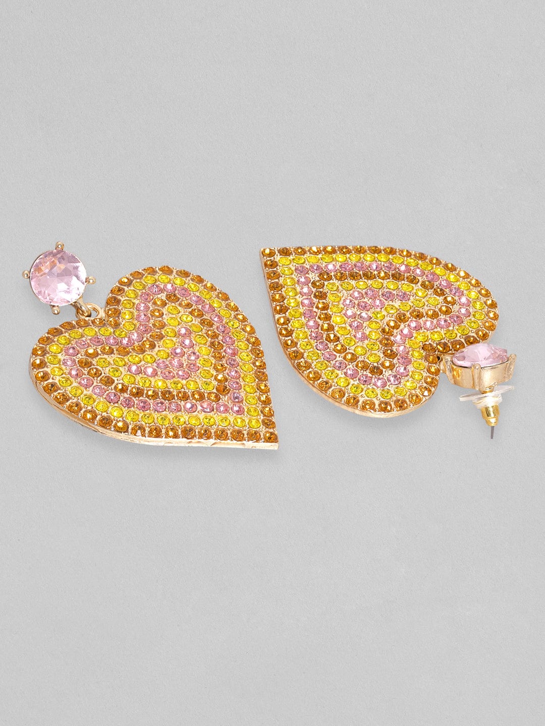 Rubans Rose Gold Toned Pink Gradient Heart Shaped Dangle Earrings Earrings