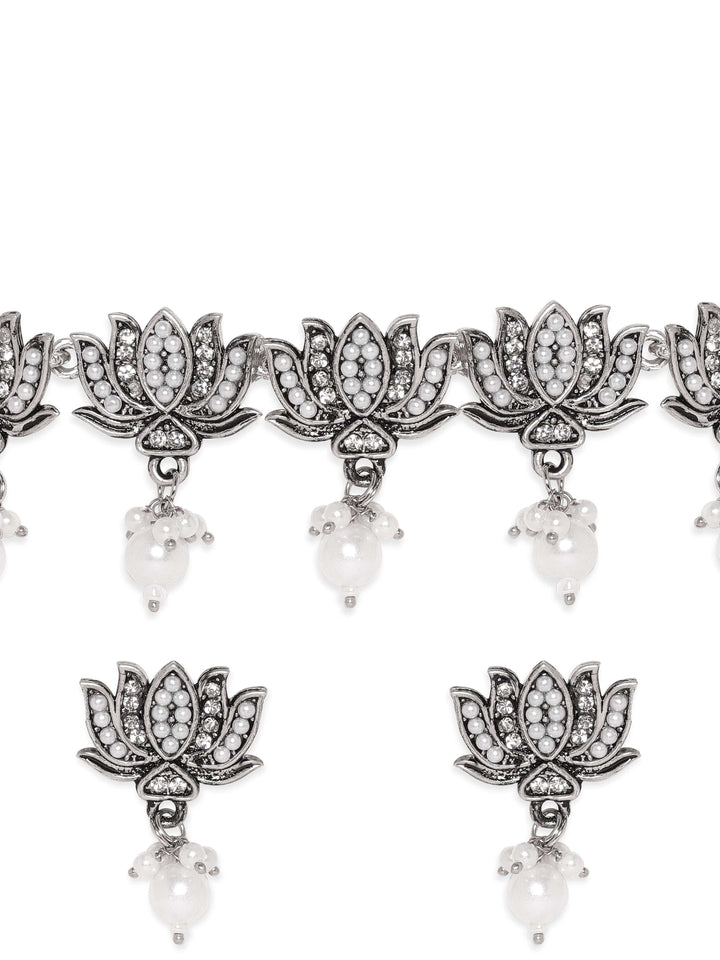 Rubans Rustic Elegance Oxidized Pearl Beaded Jewelry Set Jewellery Sets