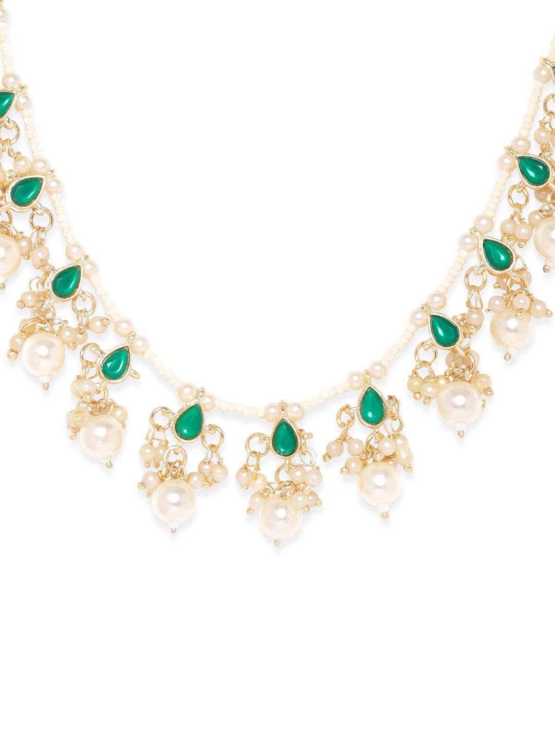 Rubans Serene Harmony Green Stone White Pearl Necklace Necklace