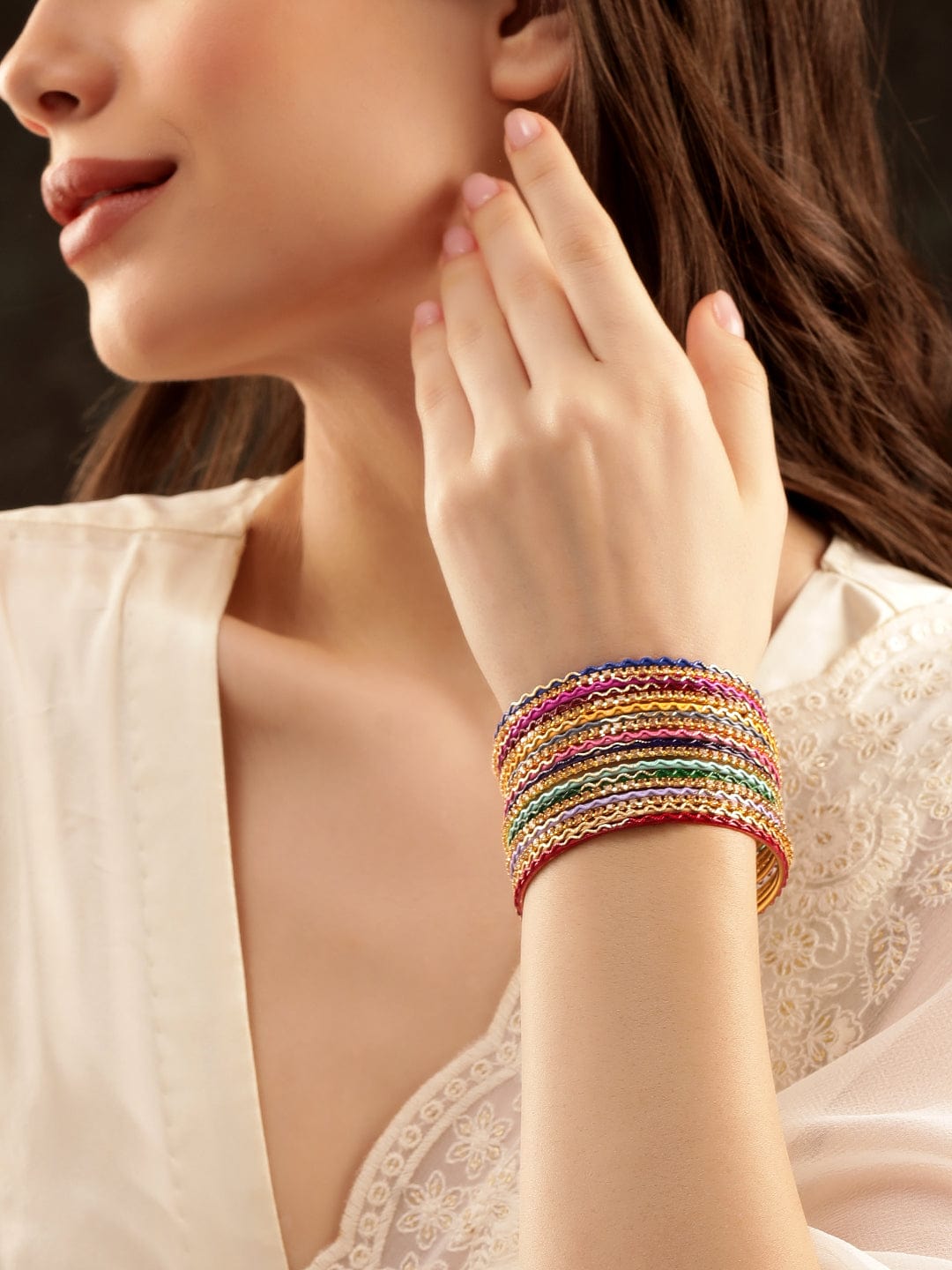 Rubans Set of 18, Multicolour sleek versatile bangles Bangles & Bracelets