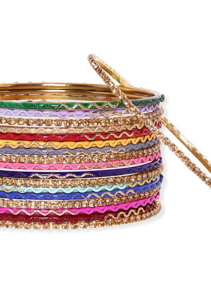Rubans Set of 18, Multicolour sleek versatile bangles Bangles & Bracelets