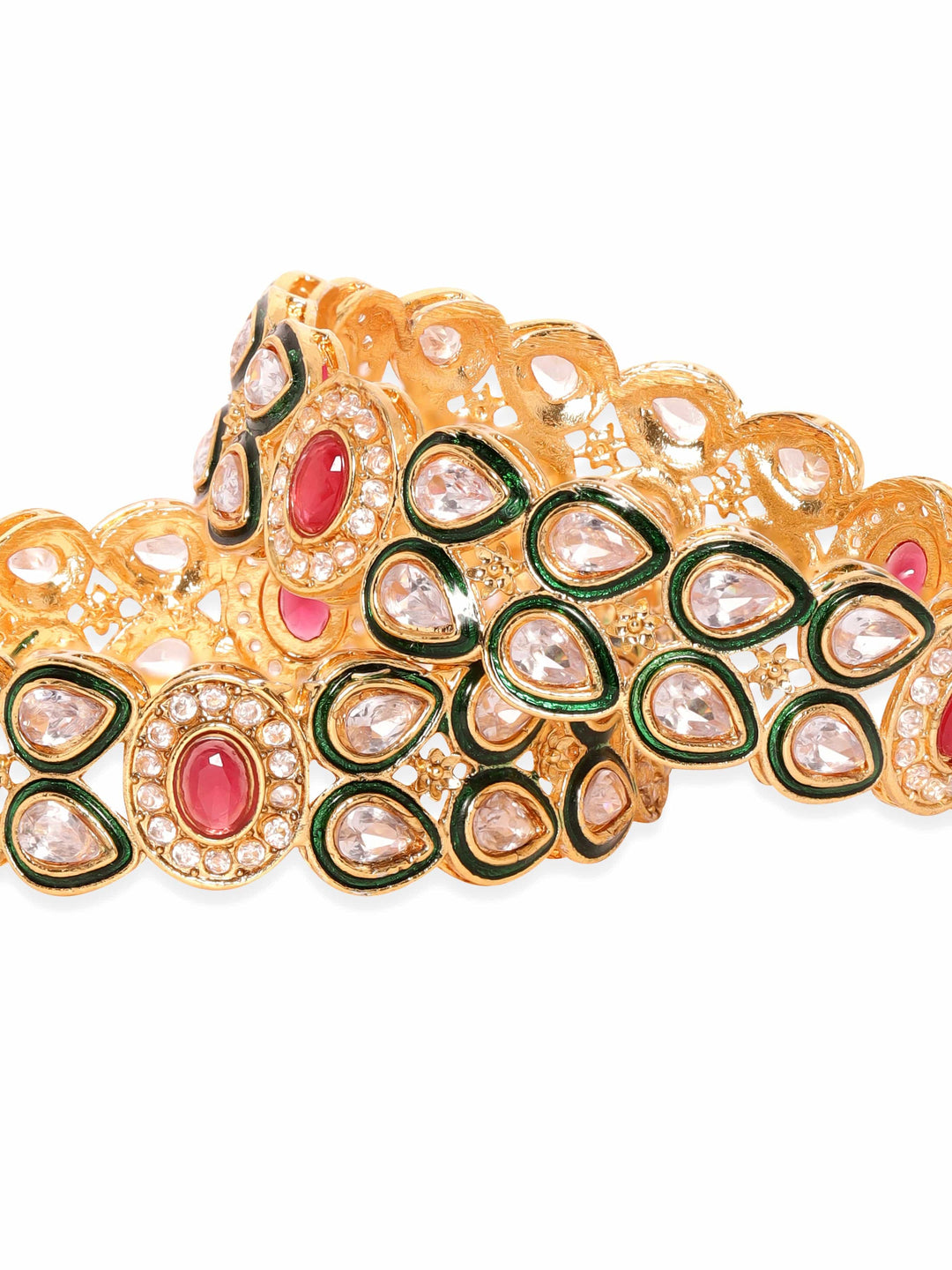 Rubans Set of 2, 22K Gold plated polki studded statement bangle Bangles & Bracelets