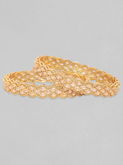 Rubans Set Of 2, 24K Gold Plated Premium Kundan Studded Statement Bangles Bangles &amp; Bracelets