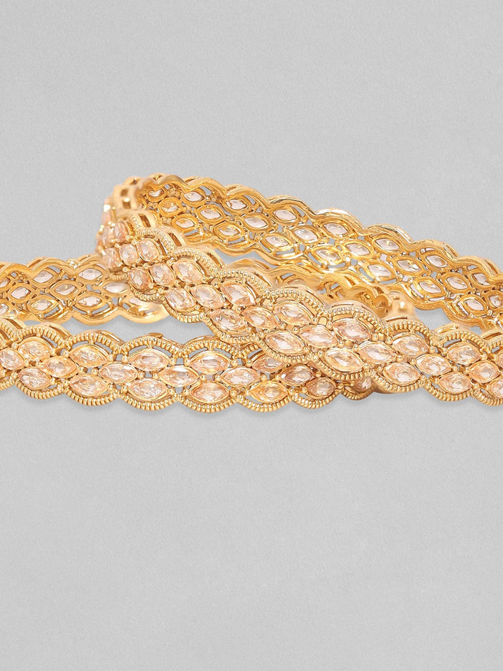 Rubans Set Of 2, 24K Gold Plated Premium Kundan Studded Statement Bangles Bangles & Bracelets