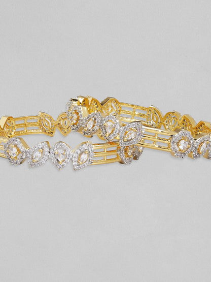 Rubans Set Of 2 Gold Plated AD Studded Bangles Bangles &amp; Bracelets