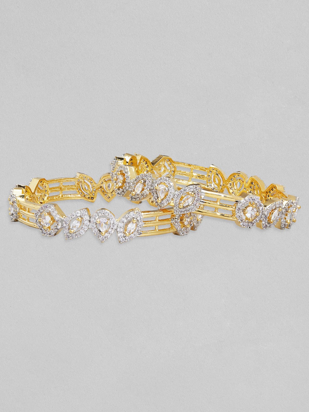 Rubans Set Of 2 Gold Plated AD Studded Bangles Bangles &amp; Bracelets