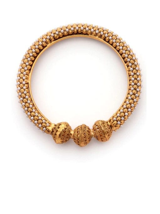 Rubans Set Of 2 Gold-Plated  White Pearls-Studded Handcrafted Bangles Bangles &amp; Bracelets