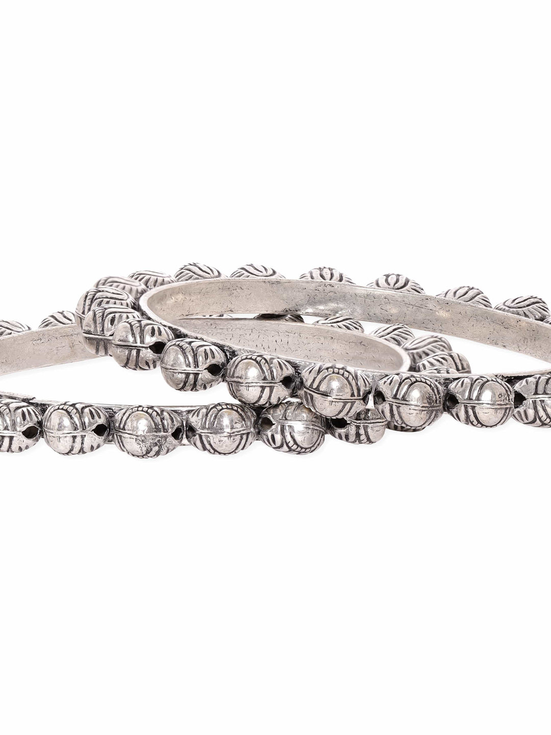 Rubans Set of 2 Handcrafted Oxidized Silver-Plated Bangles Bangles & Bracelets