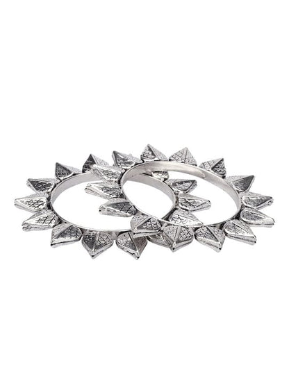 Rubans Set Of 2 Oxidized Silver-Plated Handcrafted Bangles Bangles &amp; Bracelets