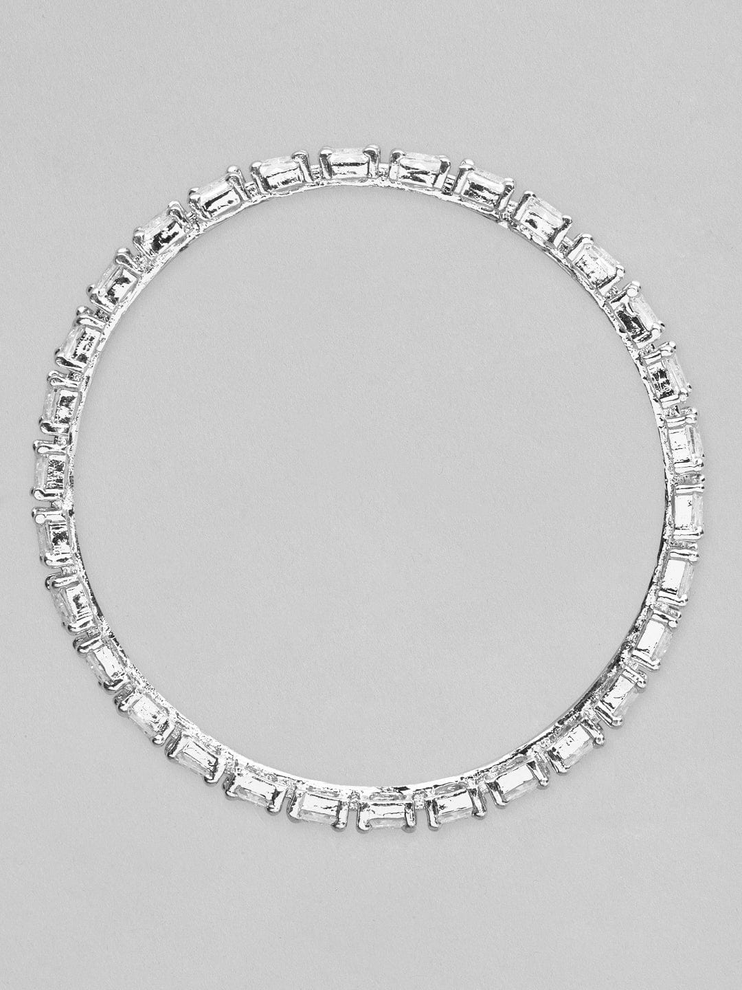 Rubans Set of 2 Silver-Plated Handcrafted Crystal Studded Bangles Bangles &amp; Bracelets