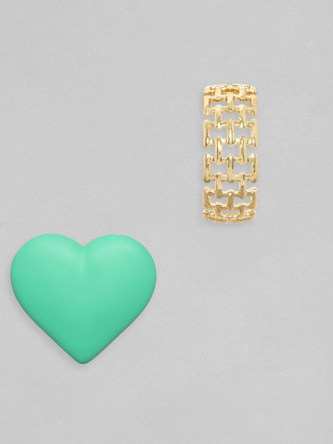 Rubans Set Of 2, Textured Gold &amp; Green Heart Earrings Earrings