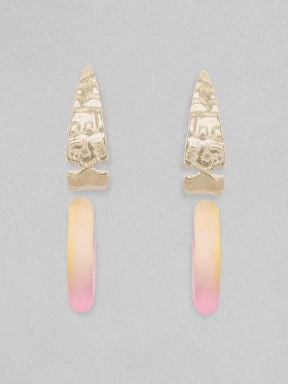Rubans Set Of 2, Textured Gold &amp; Transparent Hoop Earrings Earrings